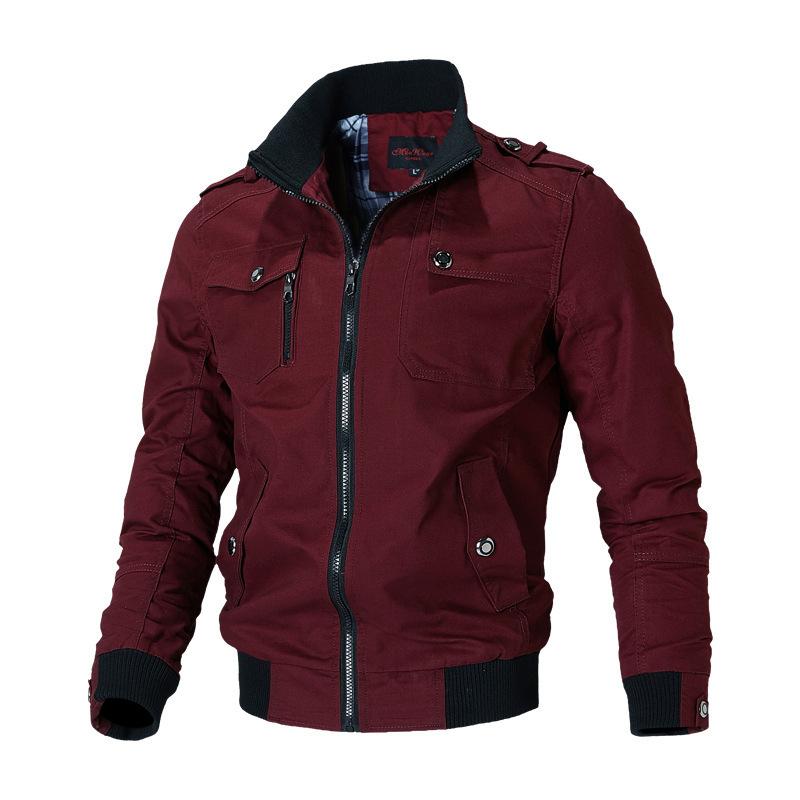 2026 Men's Large Size Jacket Autumn Casual Cross-Border Korean Style Stylish Slim Fit Workwear Jacket Cotton Military Jacket
