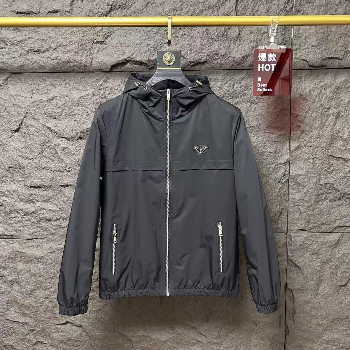 European New Style Slim-Fit Men's Jacket, Simple Solid Color Hooded Jacket, Men's Fashion Trendy Casual Windproof Top