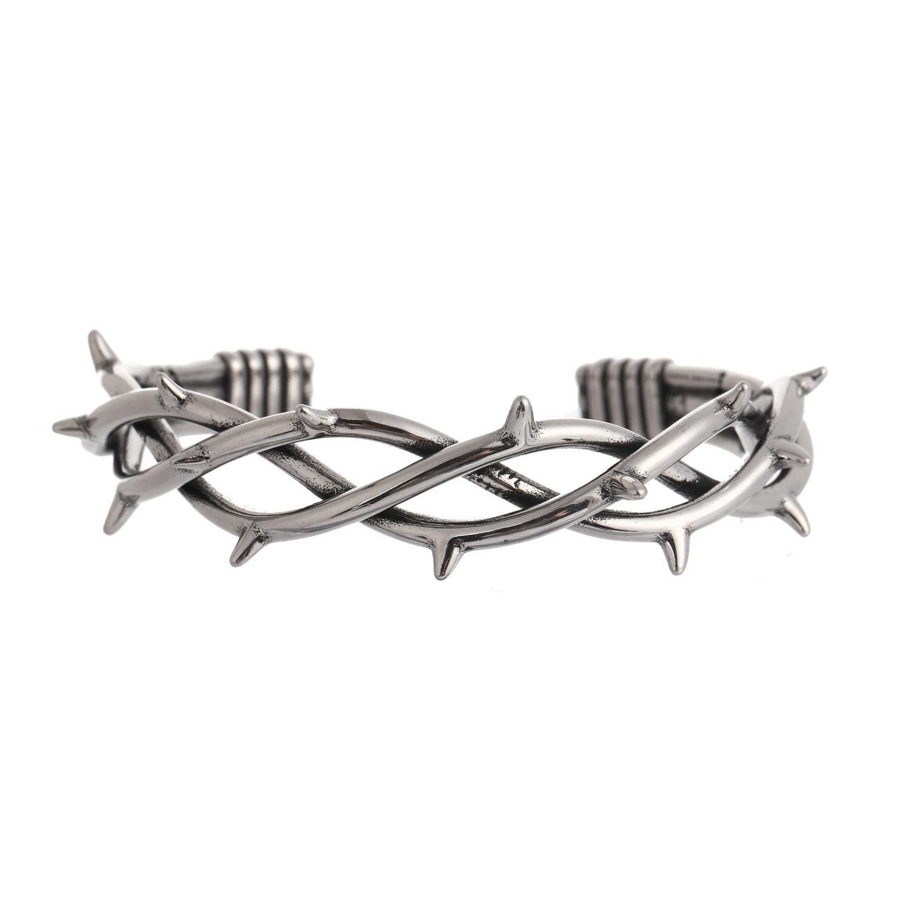 Gothic Thorn Bracelet, Punk Style Spiked Metal Bracelet, Stainless Steel Twisted Jewelry