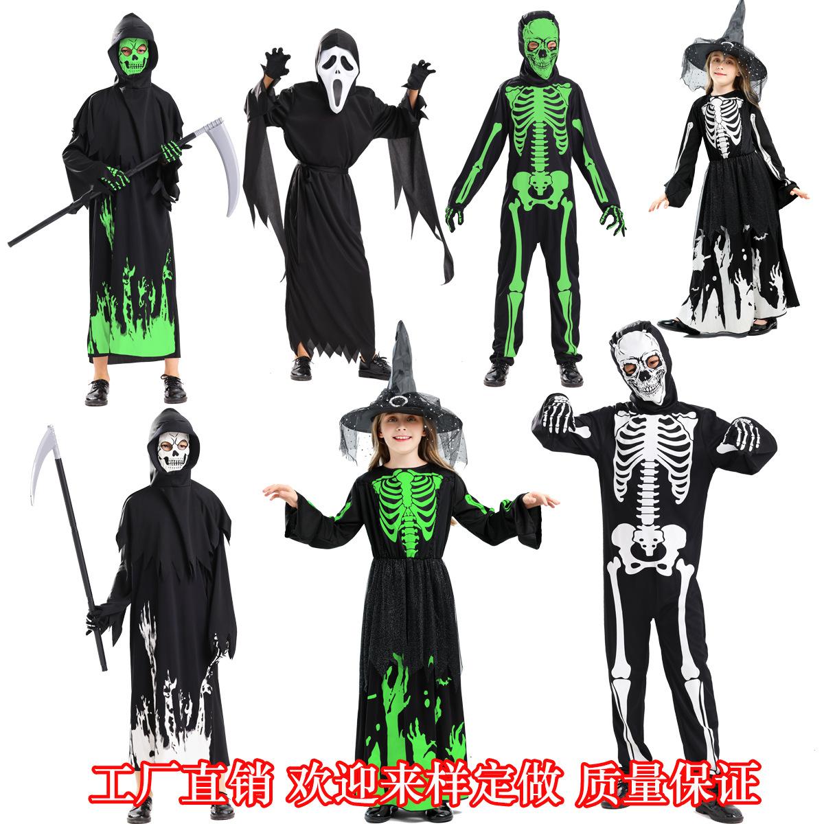 Halloween Grim Reaper Cos Costume Scythe Luminous Grim Reaper European and American Style American Vampire Clothes Dress up Costume
