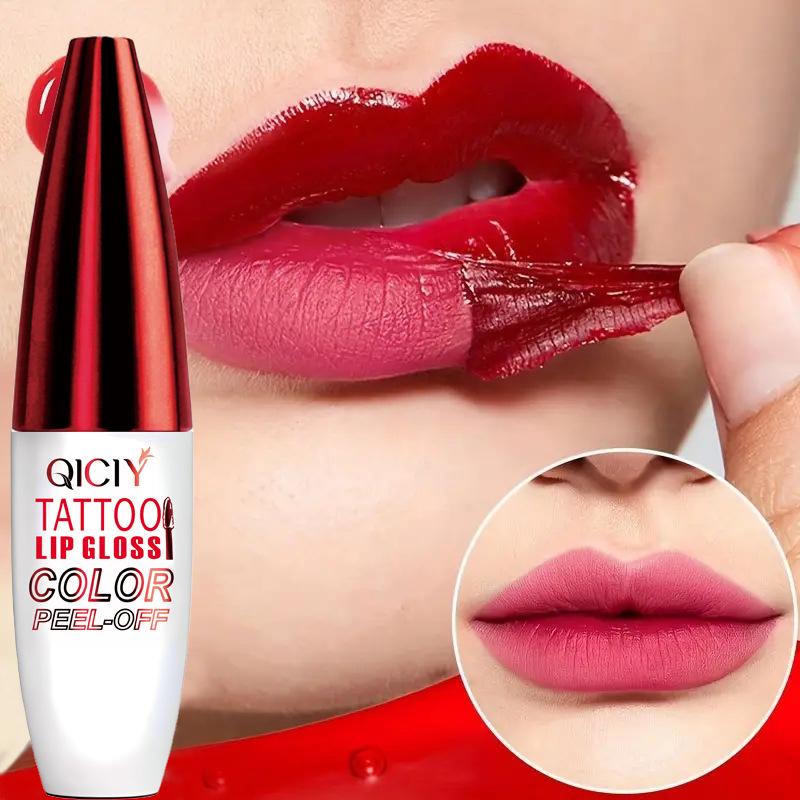 Cross-Border Amazon Qiciy Peel-Off Lip Gloss, Long-Lasting, Non-Stick Cup, Color-Rich, Non-Fading Lip Glaze, Lipstick, Foreign Trade Wholesale