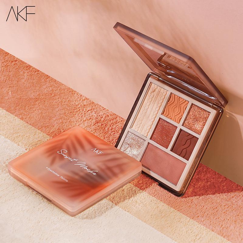 AKF seven-color comprehensive eye shadow plate women's earth color matte sequins liquid multi-use eye shadow comprehensive plate is not easy to take off makeup