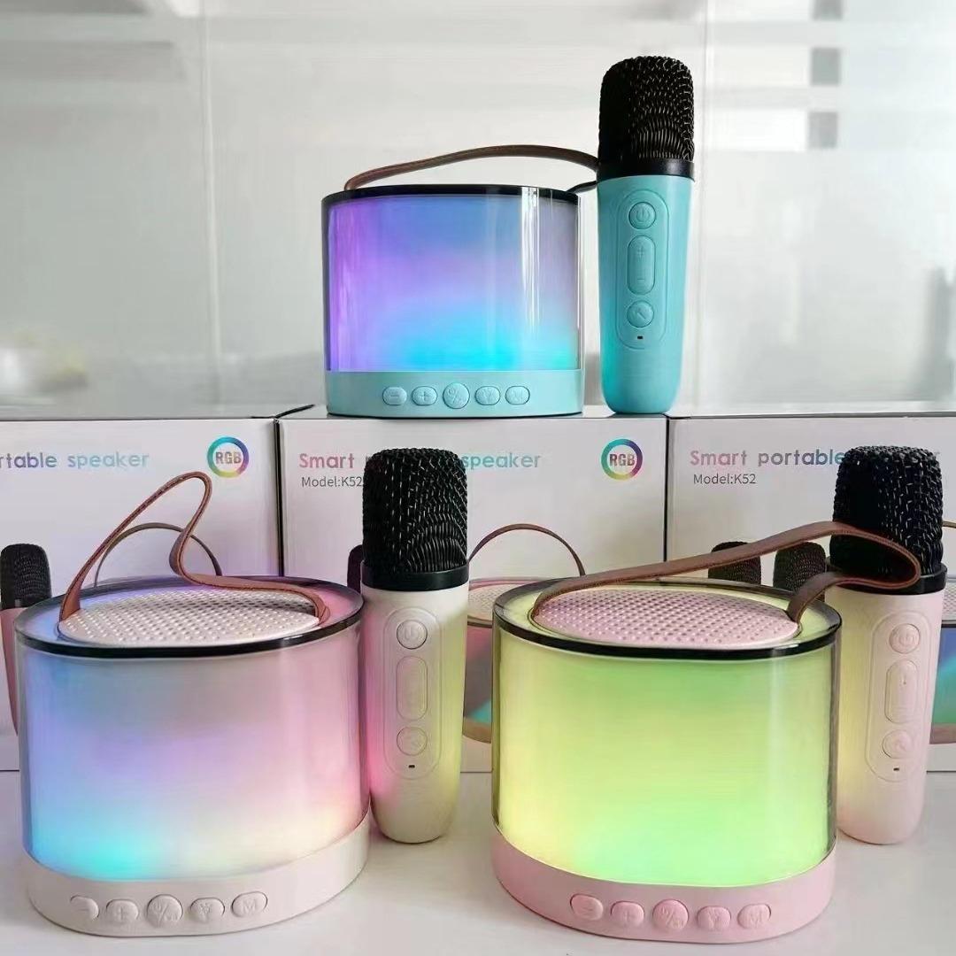 Cross-Border Foreign Trade K52 Wireless Bluetooth Karaoke Speaker Outdoor Portable Microphone Small Speaker for Outdoor and Home Use
