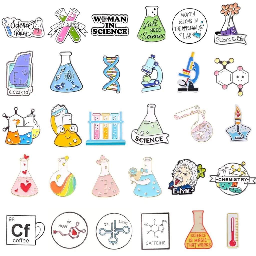 Creative and Personalized Chemical Element Metal Brooches, Cartoon Pins, Backpack Accessories, Decorative Small Gifts, Badges Wholesale