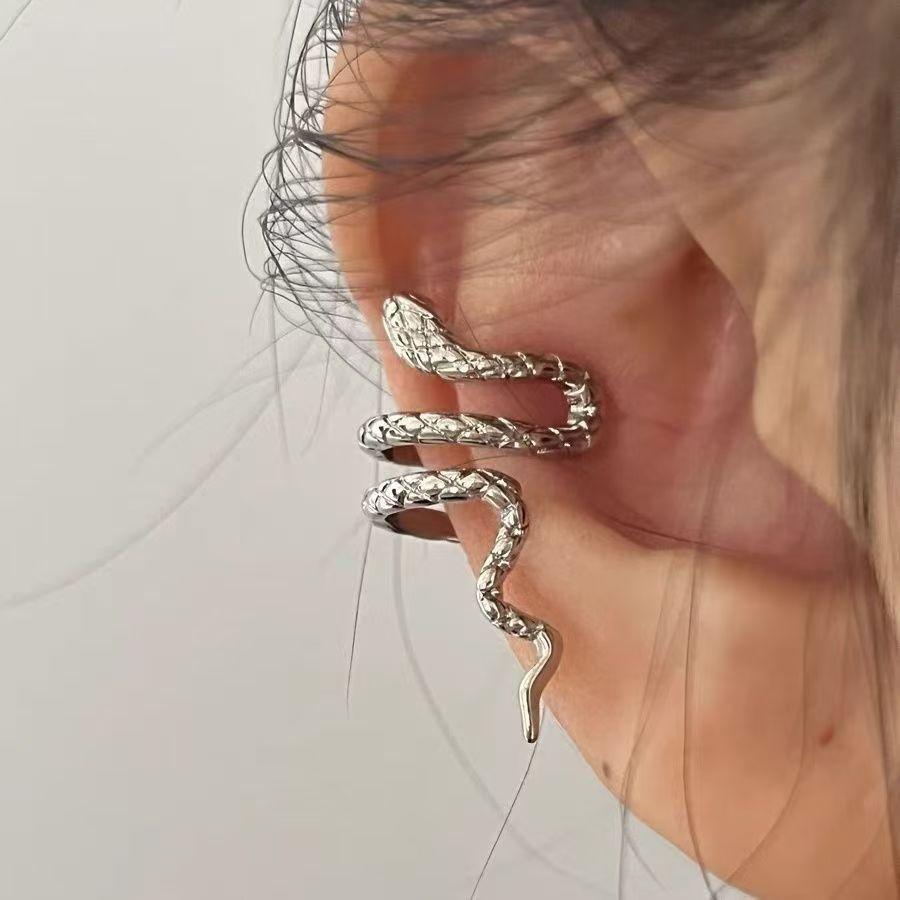Europe and the United States Cross-border Europe and the United States Cross-border Snake Earrings Diablo Cool Three-dimensional Arc Small Snake Ear Buckle Personalized Ear Clip