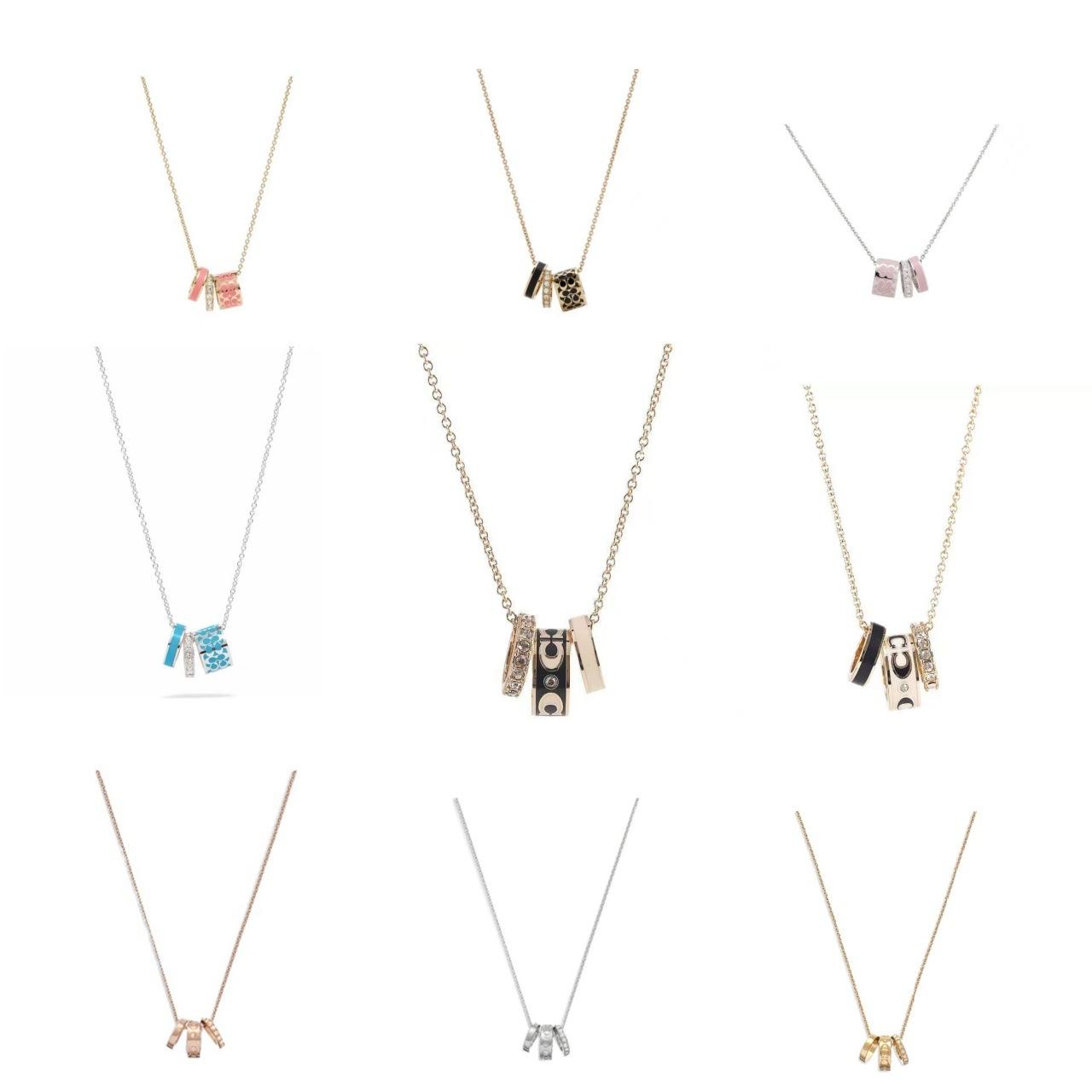 COA Kojia High Version Classic Enamel Black and White Tricyclic Necklace Full Diamond Smile Letter Drop Glue C Clavicle Chain