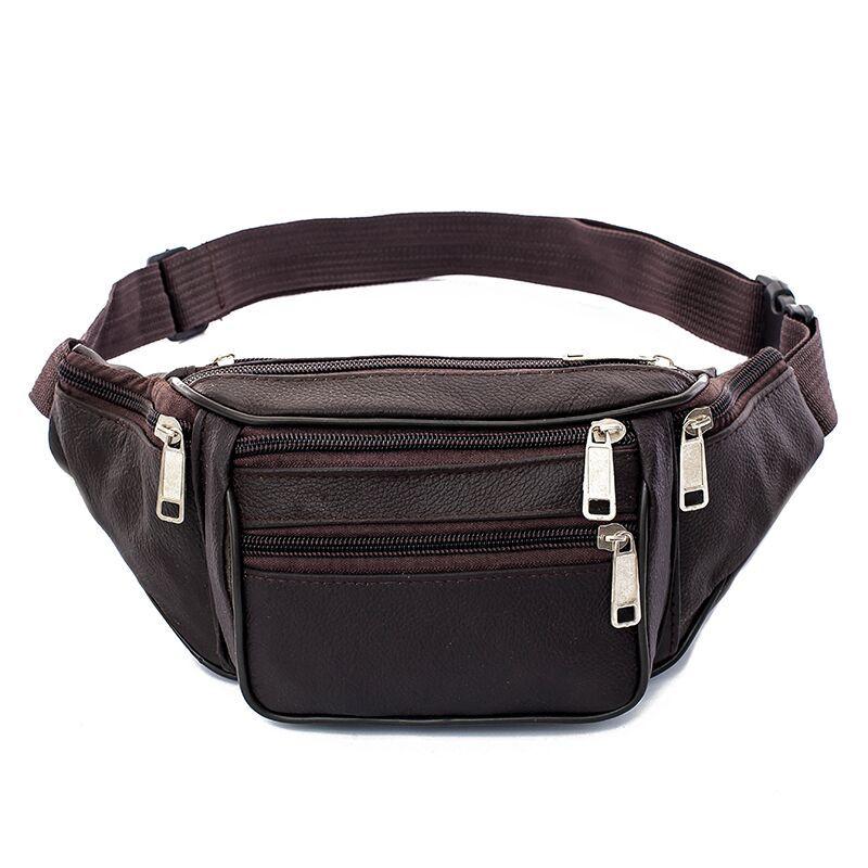 Cross-Border Wholesale New Style Cowhide Waist Bag Waterproof Travel Outdoor Pu Leather Chest Bag Wear-Resistant Large Capacity Mobile Phone Crossbody Bag