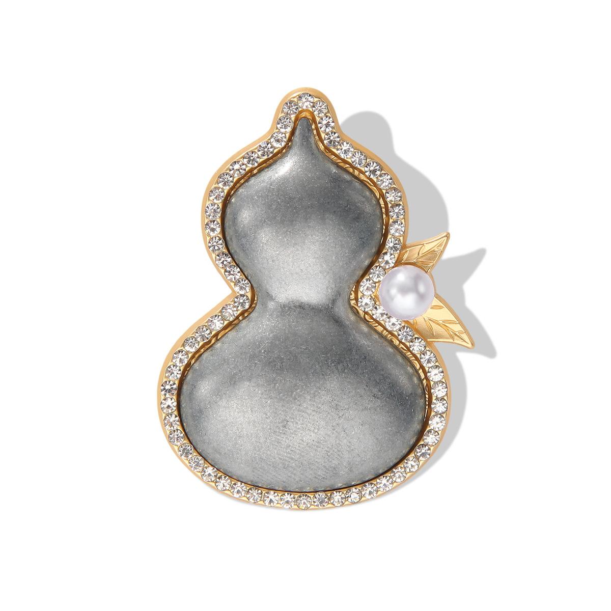 New Pearl-Encrusted Song Brocade Gourd Brooch Alloy with Cover DIY Creative Handmade Clothing Decoration Pin Accessories