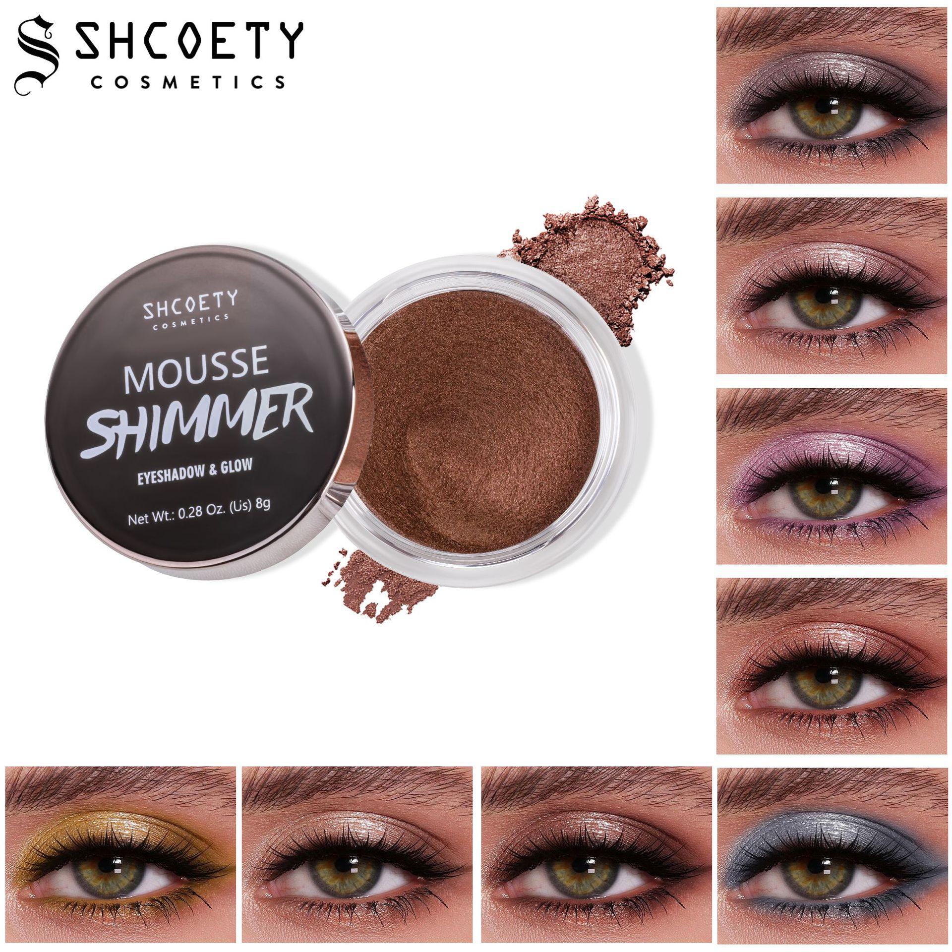 SHCOETY monochrome mousse eye shadow high gloss brightening color eye shadow powder easy to color mermaid face high gloss powder