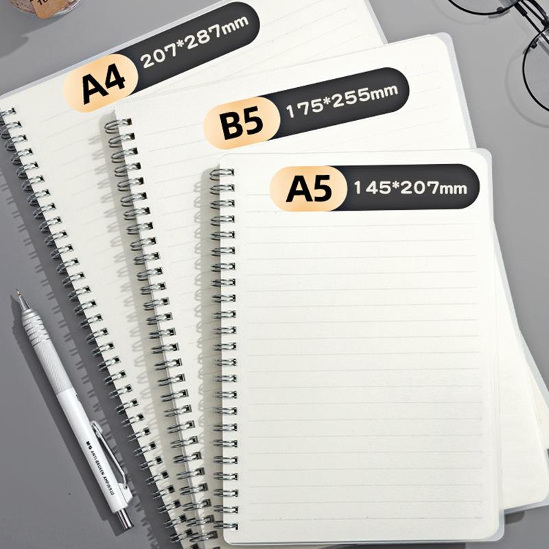 B5 Side-Flip Coil Notebook, Thickened Pp Notepad, A5 Large Lined Grid Notebook, Portable Notebook for Middle and High School Students