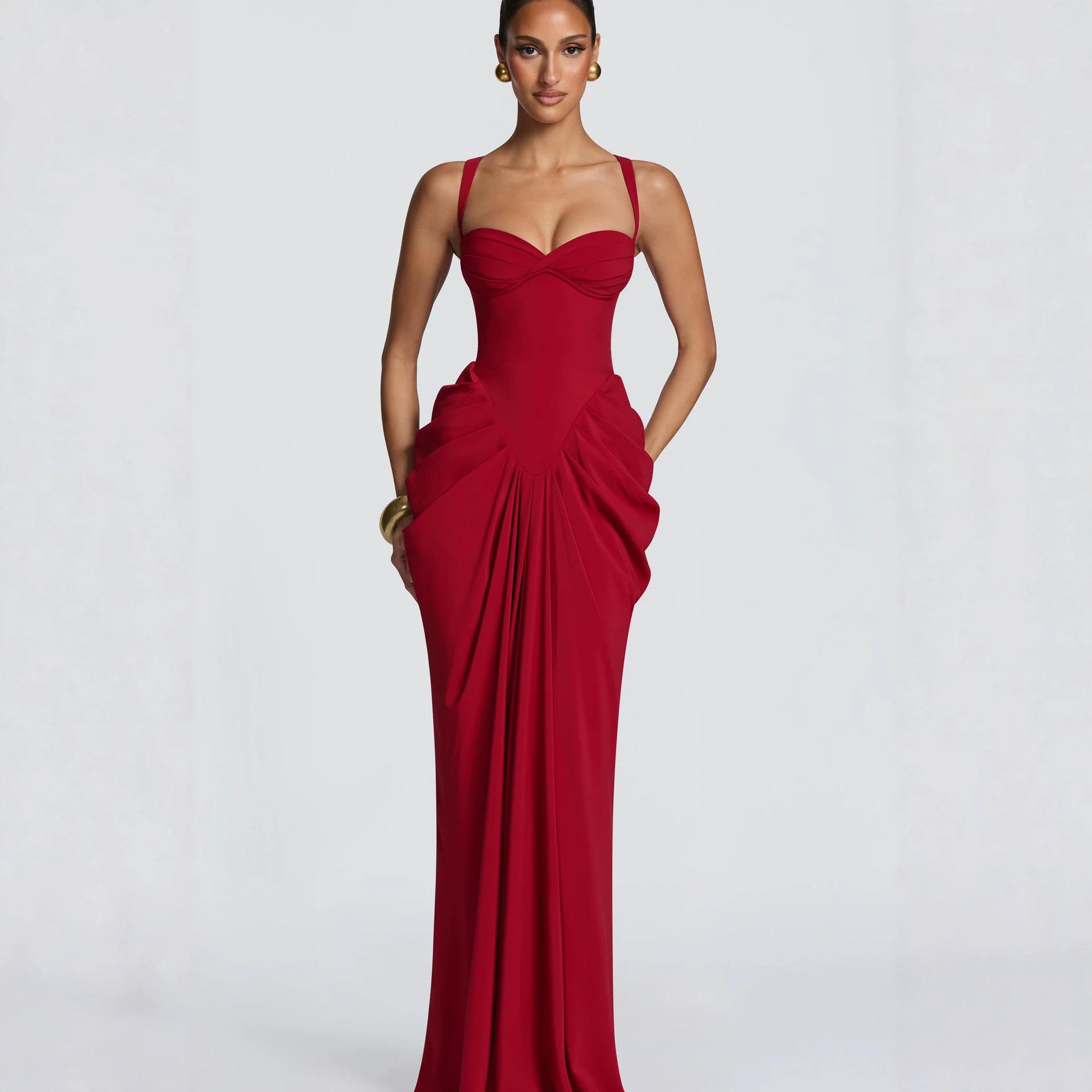 Amazon 2026 New Cross-Border European and American Style Evening Dress Fashionable Sexy Double-Shoulder Strap Mermaid Bodycon Dress