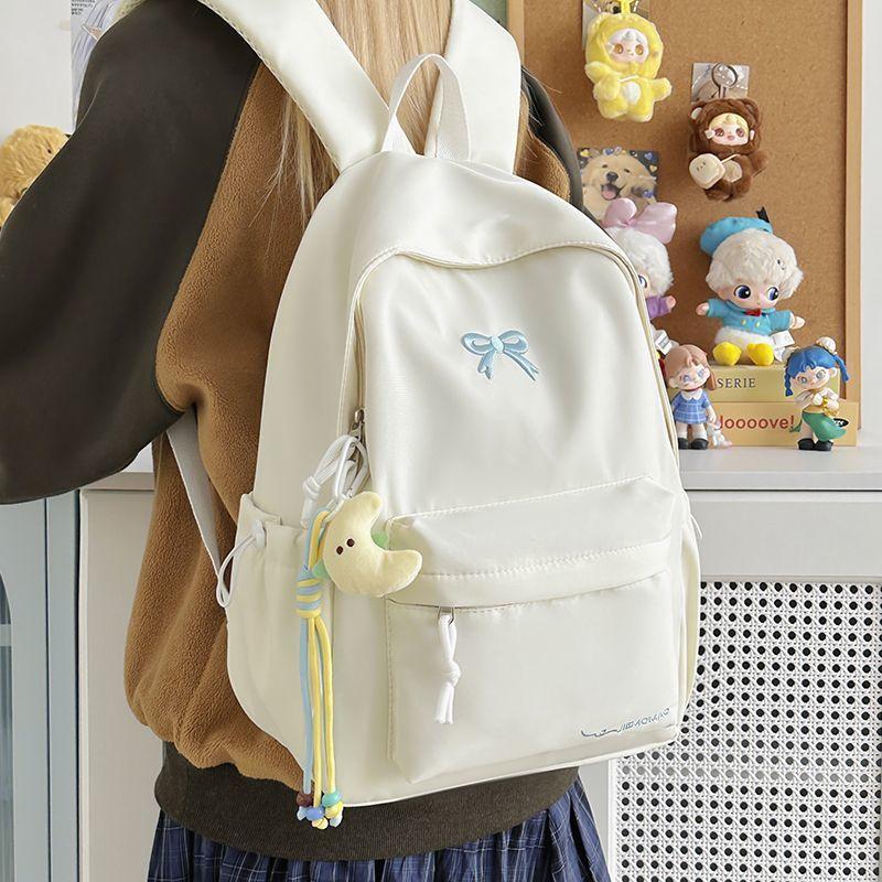 New Cross-Border School Bag for Junior High School Students with High Aesthetic Appeal, Bowknot Design, Large Capacity, Lightweight, Suitable for Outings and Travel, Laptop Bag