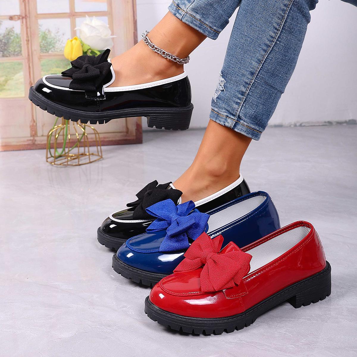 Cross-Border Loafers, Small Leather Shoes for Women, Formal Business Casual Shoes, Thick-Soled British Style Slip-On Shoes, Large Size Single Shoes
