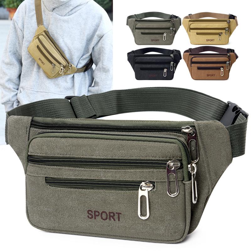 2024 winter waist bag men's and women's large capacity multi-functional site work canvas wear-resistant fashion business wallet