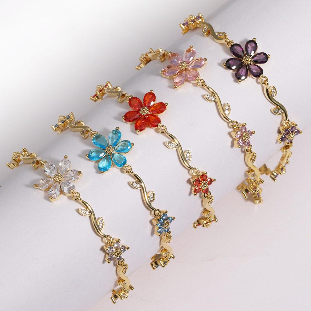 Cross-Border Hot-Selling Ins-Style Cute and Sweet Pastoral-Style Bracelet, Heart-Shaped Flower Bracelet, Valentine's Day Gift, Stackable