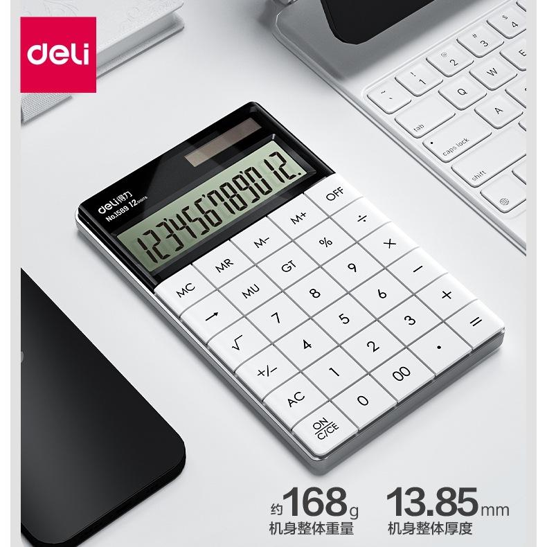 Deli 1589 Computer Tablet Office Business Fashion Calculator for Men and Women Student Exam Solar Power Shutdown Button