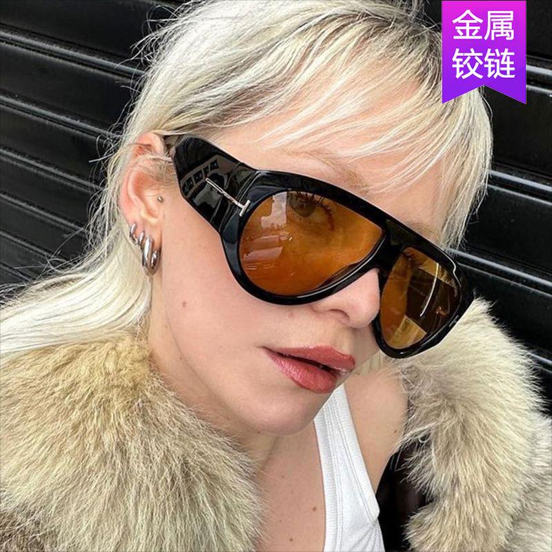 T-Shaped Large Frame Sunglasses Pilot 2024 New Toad Fashion Cross-Border Sunglasses Personalized Women's Sunglasses
