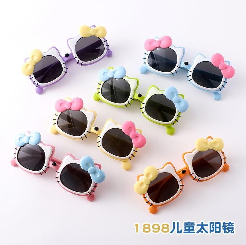 Children's Sunglasses Cute Little Princess Cat Sunglasses Adorable Girl Glasses Baby Uv Protection Kt Bow Cross-Border