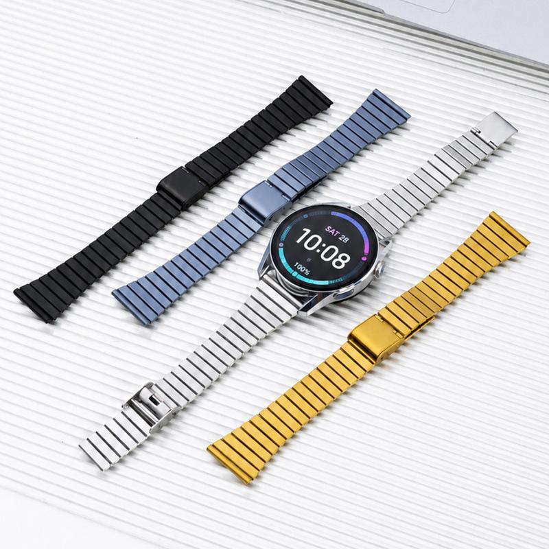Suitable for Apple, Huawei GT2/GT3, Samsung one-bead watch strap, 22mm stainless steel band with bamboo joint design, smart watch strap
