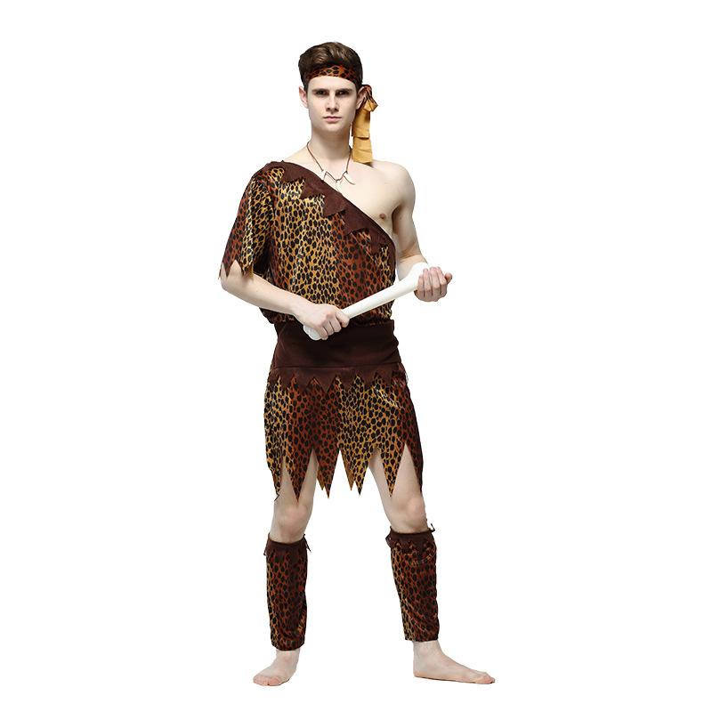 Men's Savage Costume Halloween Cosplay Masquerade Role-Playing Leopard Print Performance Outfit Catwalk