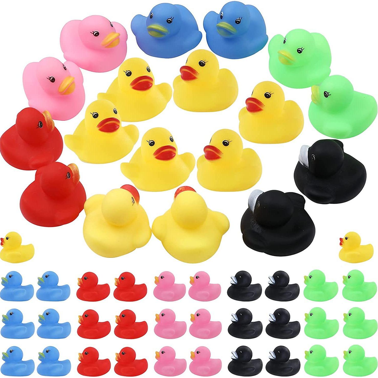 Colorful Mini Duck Bath Toy Water Play Pinch Call Yellow Duck Baby Water Play Toy Gift Yellow Duck