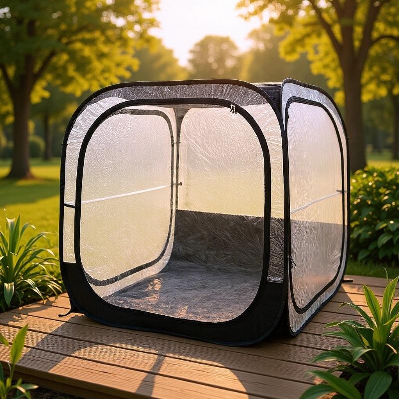 Outdoor Fishing Warm Tent, Large Transparent Windproof Movable Quick-Open Winter Patio Sunroom Tent