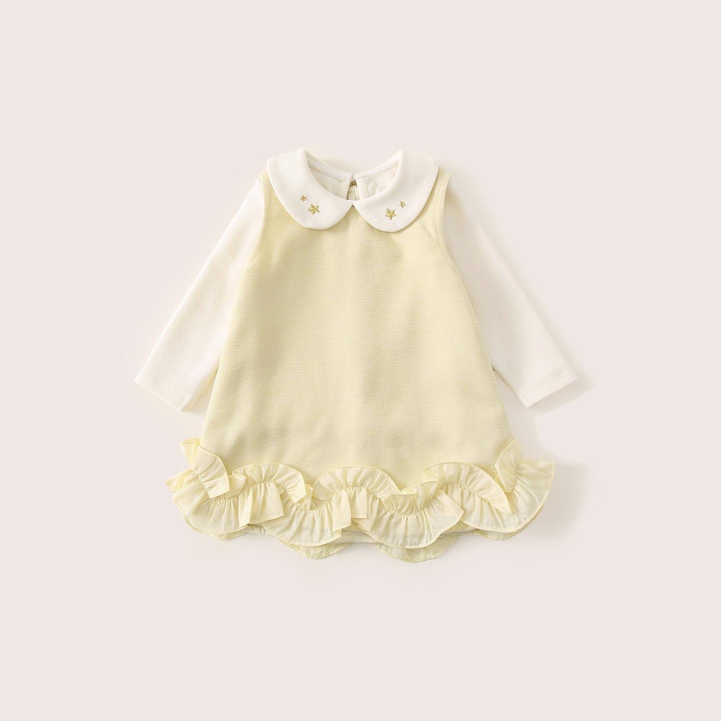 Infant Vest Dress for Girls, Autumn Lace Two-Piece Set, Birthday Dress, Baby Suspender Dress