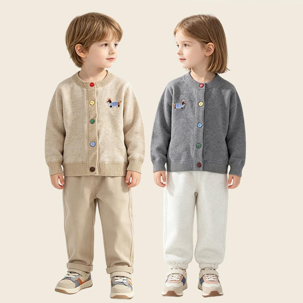Knitted sweater children's coat for older children, girls' sweater, boys' cardigan, autumn and winter baby top, 2026 children's clothing wholesale