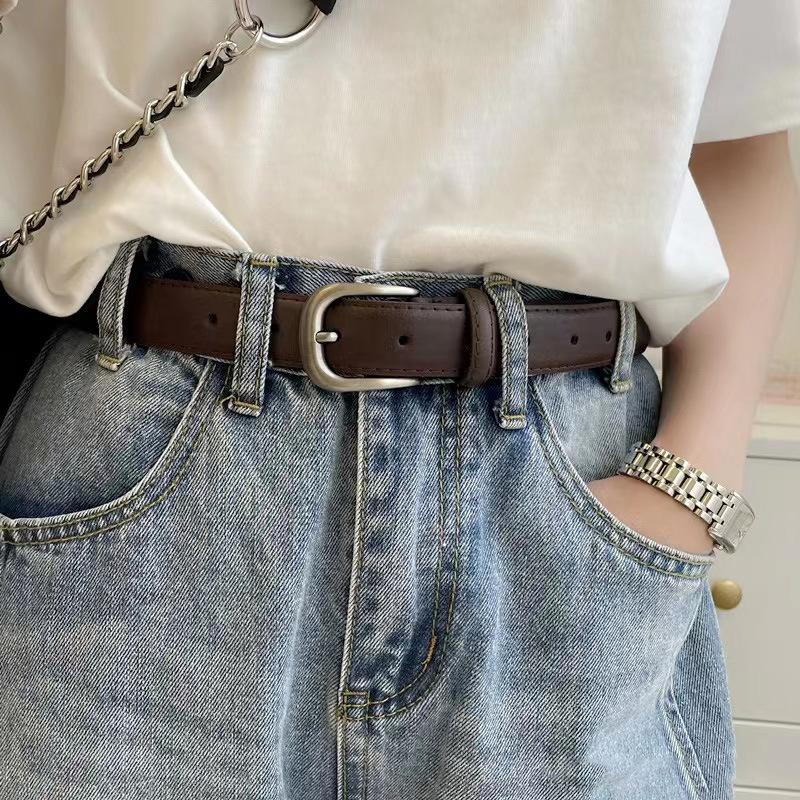 Niche design texture super good belt student retro all-match simple jeans with ladies belt decoration durable