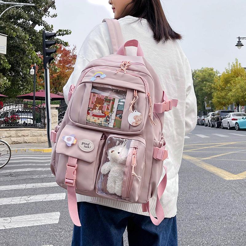 Ins-style Large Capacity Senior high school Student Schoolbag Women's Korean-style Harajuku ulzzang All-match Backpack Junior High School Student Backpack