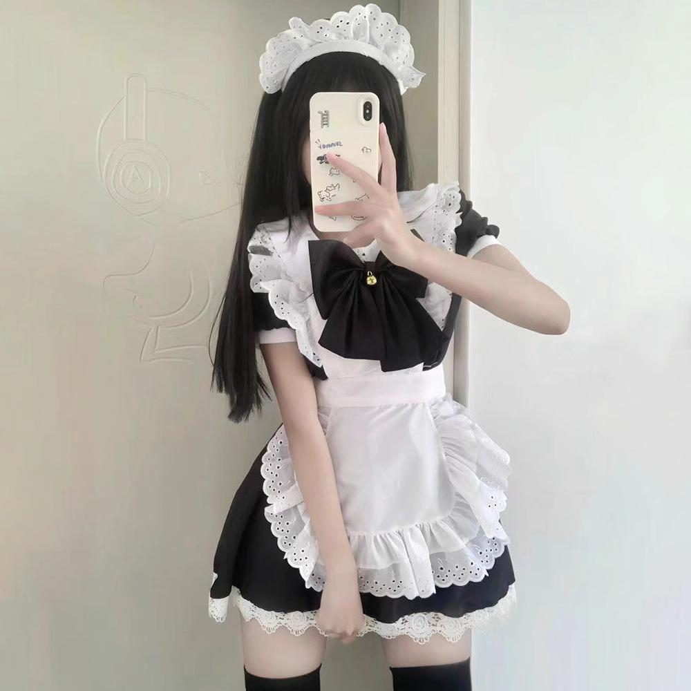 Japanese Cute Lolita Bunny cosplay Black and White Maid Maid Lolita dress
