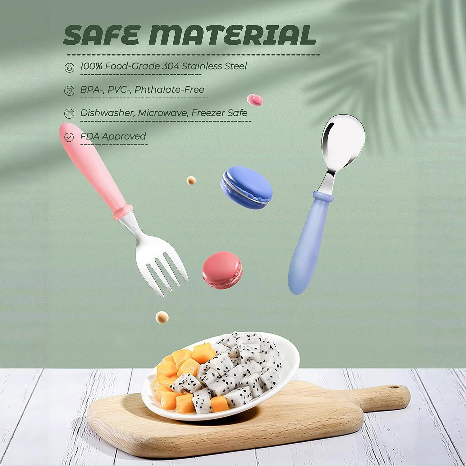Factory Direct Sales Stainless Steel Children's Tableware Set Baby Learning to Eat Training Food Supplement Knife and Fork Portable Gift 10-Piece Set