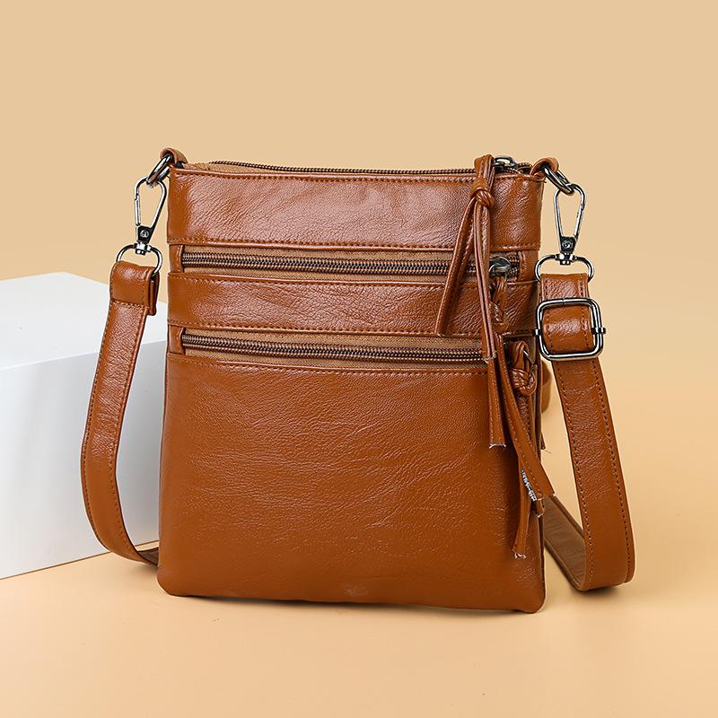 2024 New Women's Mobile Phone Bag Soft Leather Shoulder Crossbody Bag Korean Style Fashion Trend Zipper Vertical Coin Purse Small