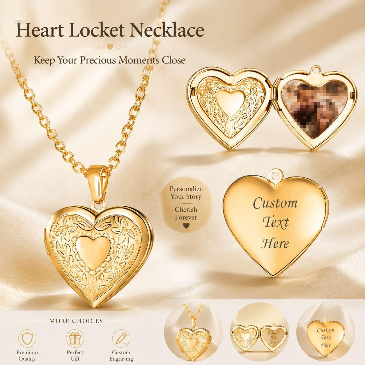 Cross-Border Hot-Selling Love Photo Box Pendant Necklace Photo DIY Engraved Couple Necklace Locket Necklace