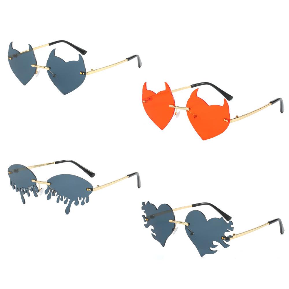 New Cross-Border Halloween Christmas Tear Sunglasses Rimless Sunglasses Love Glasses Rimless Party Dance Sunglasses