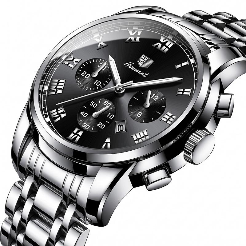 Cross-border men's watch, waterproof, luminous, with calendar, stainless steel, fully automatic mechanical watch, high aesthetic value, business steel strap