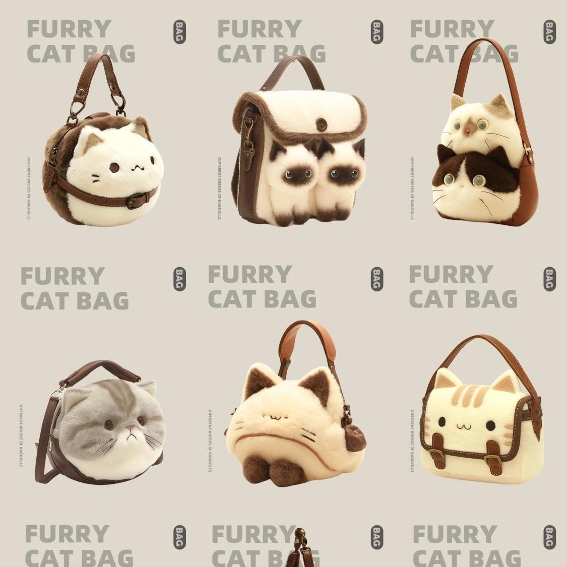 Cute Cat Plush Small Bag Women's 2024 New Online Popular High-value Cartoon Mao Doll Clutch Bag Women's Bag