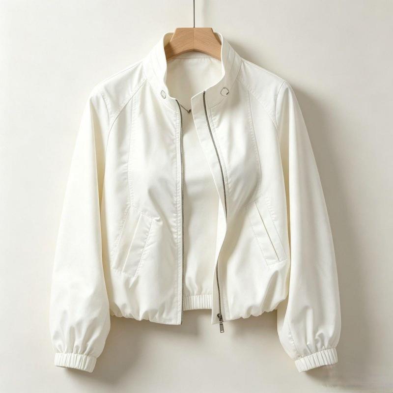 New stand-collar windbreaker jacket for women, spring and autumn new style, popular thin casual jacket for petite women