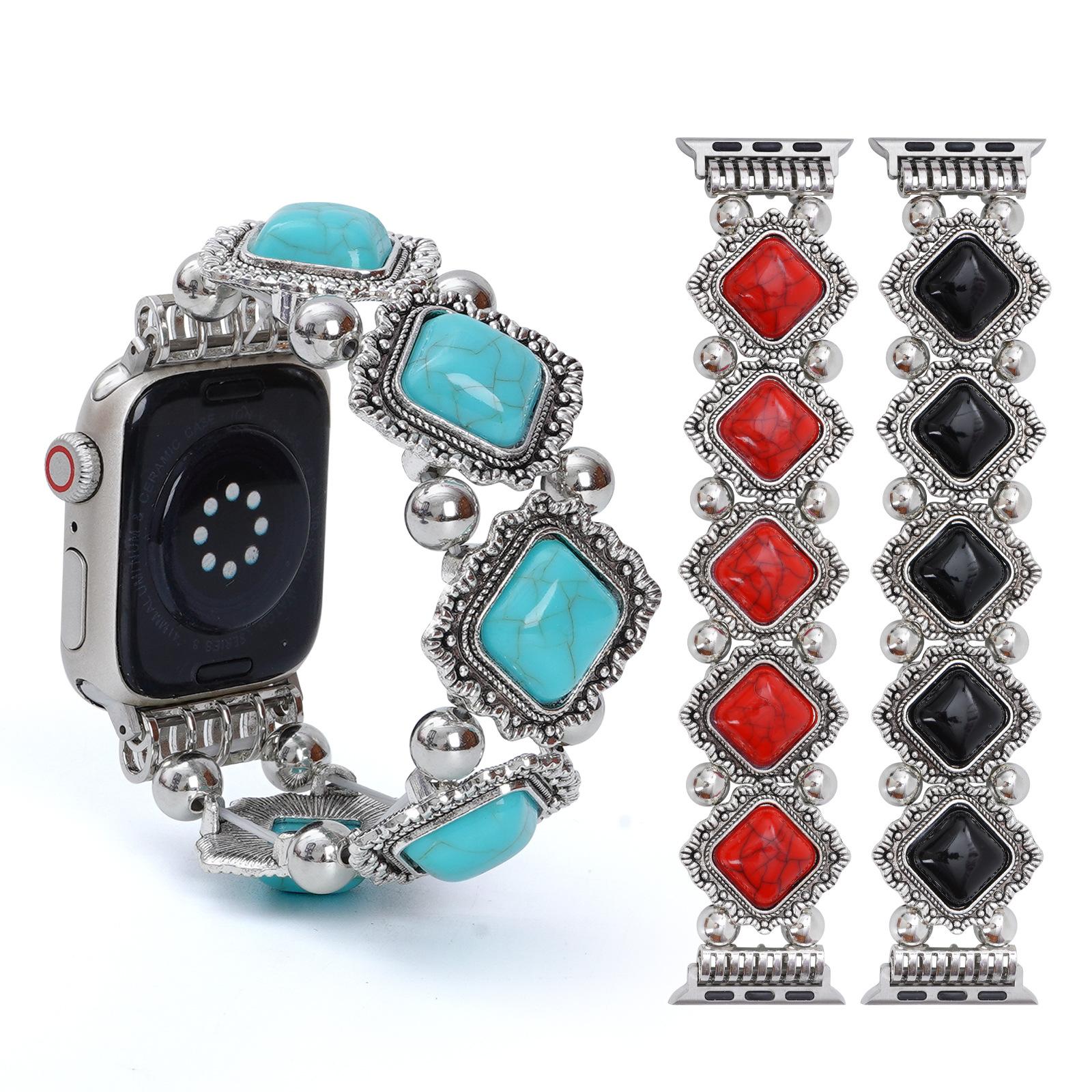 Cross-border popular bohemian turquoise smart watch strap suitable for iwatch full series smart watch