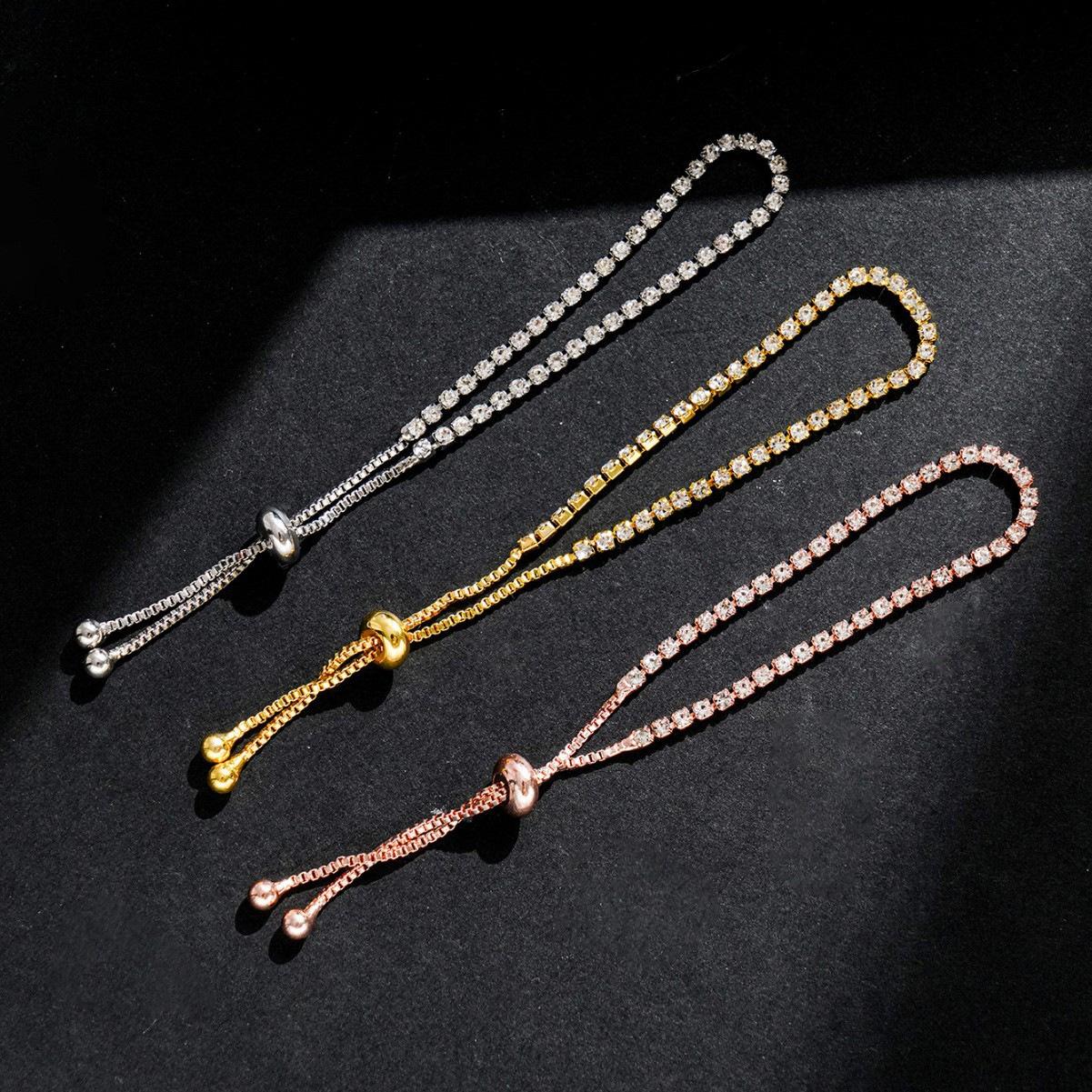 Cross-border high-end bracelet with diamond accents, simple DIY jewelry, adjustable bracelet, European and American fashion, elegant and light luxury bracelet