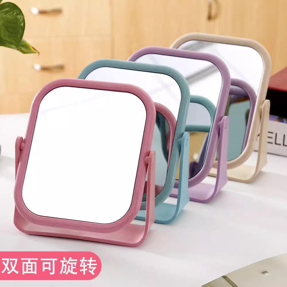 Double-Sided Desktop Mirror Dormitory Desktop Rotatable Student Makeup Small Mirror Desktop Portable Dressing Princess Mirror