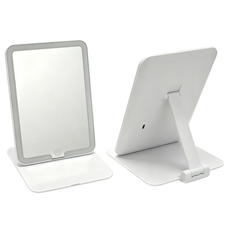 Portable Folding LED Makeup Mirror with Fill Light, Vanity Mirror, Flat Tabletop Smart Fill Light Mirror Wholesale