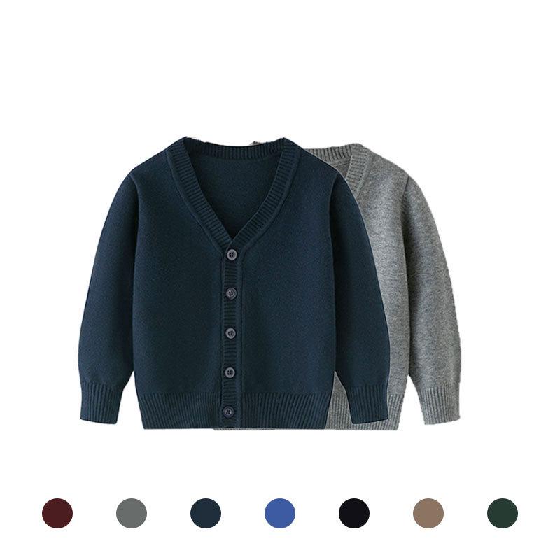 Factory Direct Sales Spring & Fall European and American Kidsren's Pure Cotton Thin Outwears for Boys and Girls, Middle and Large Kidsren, Knitted Cardigans