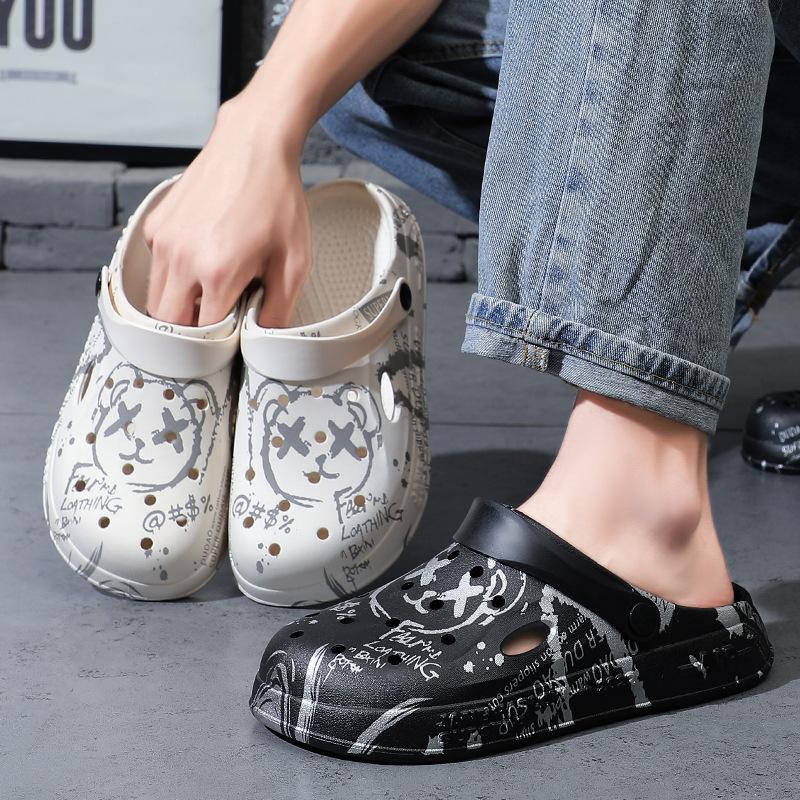 Hole Shoes Men's Summer Outer Wear Non-slip New Beach Driving Baotou Half Slippers Men's Shoes