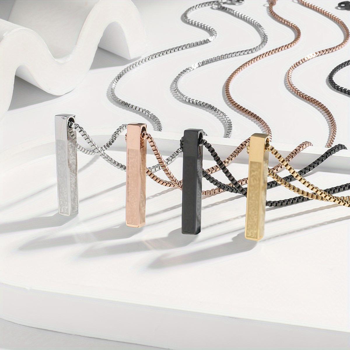 European and American Cross-Border Stainless Steel Pendant Column-Shaped Necklace, Simple and High-End Unisex Clavicle Chain, Niche Style Fashion Item