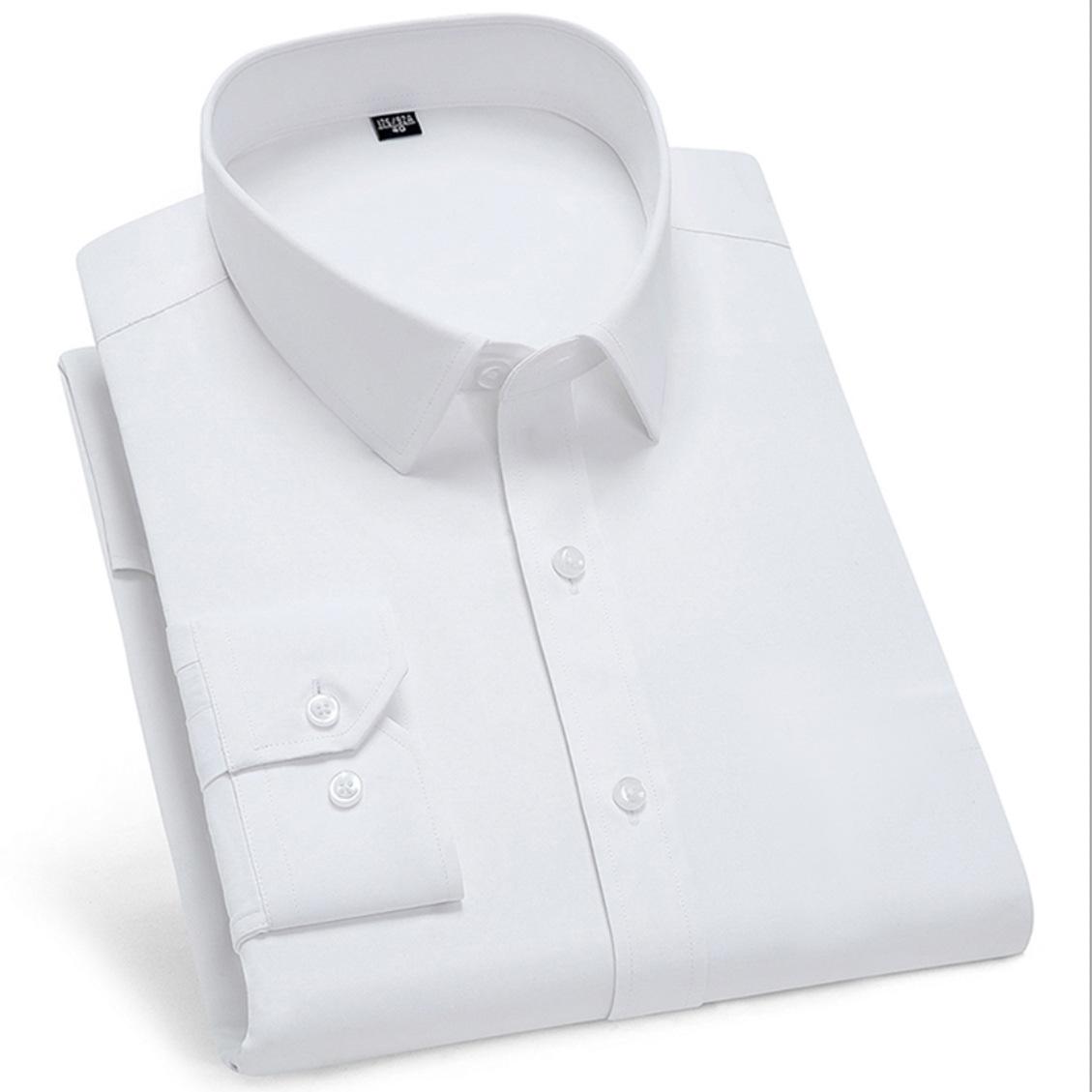 Men's long-sleeve white business casual professional formal shirt, wedding groomsmen shirt, men's short-sleeve white shirt