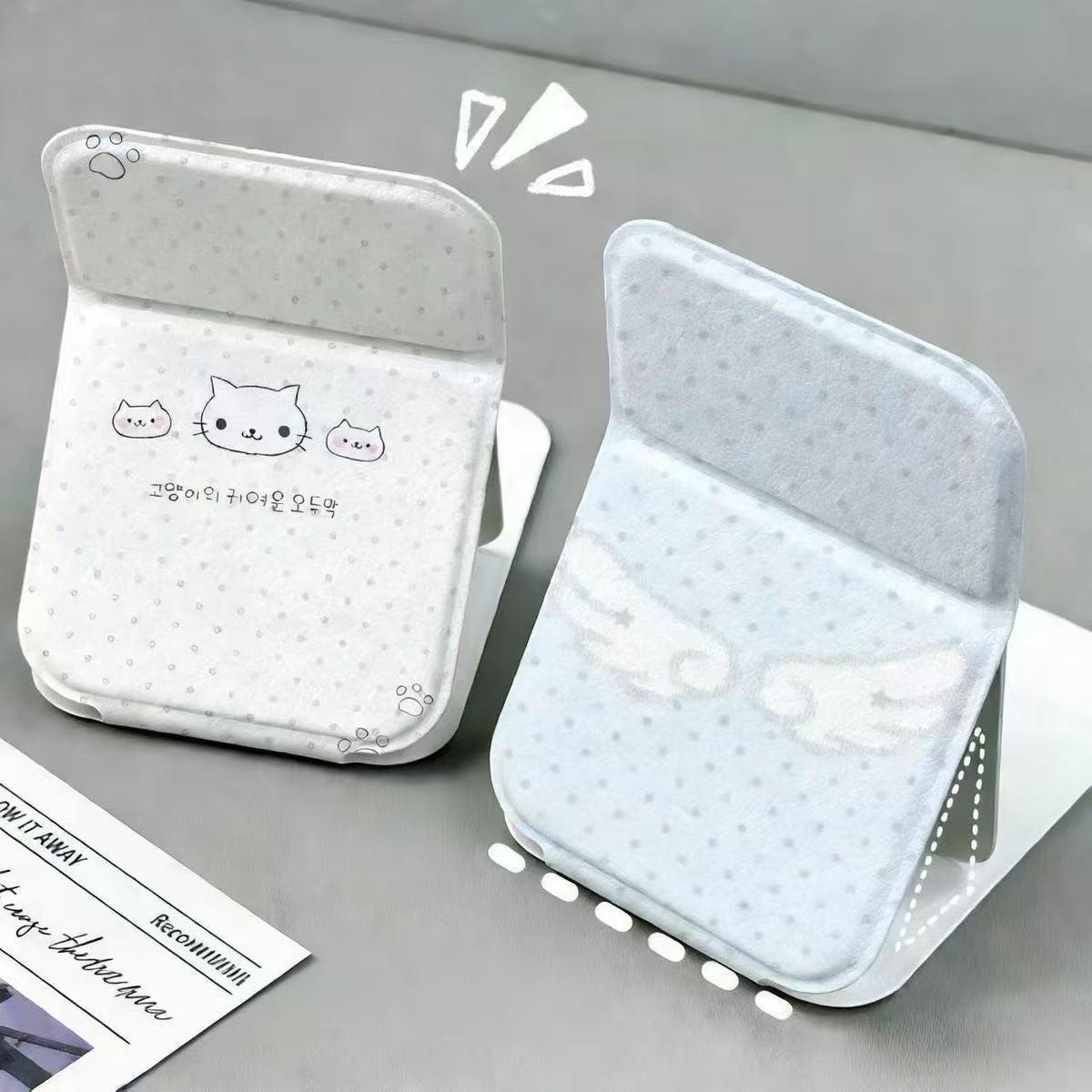 Polka Dot Kitten Folding Makeup Mirror Portable Student Dormitory Desktop Vanity Mirror Travel Vanity Mirror