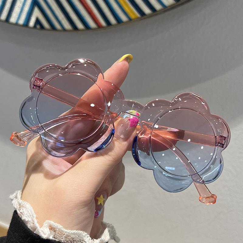 New One-Piece Color Children's Sunglasses Round Frame Amazon Children's Glasses Sun Protection Baby Sunflower Sunglasses