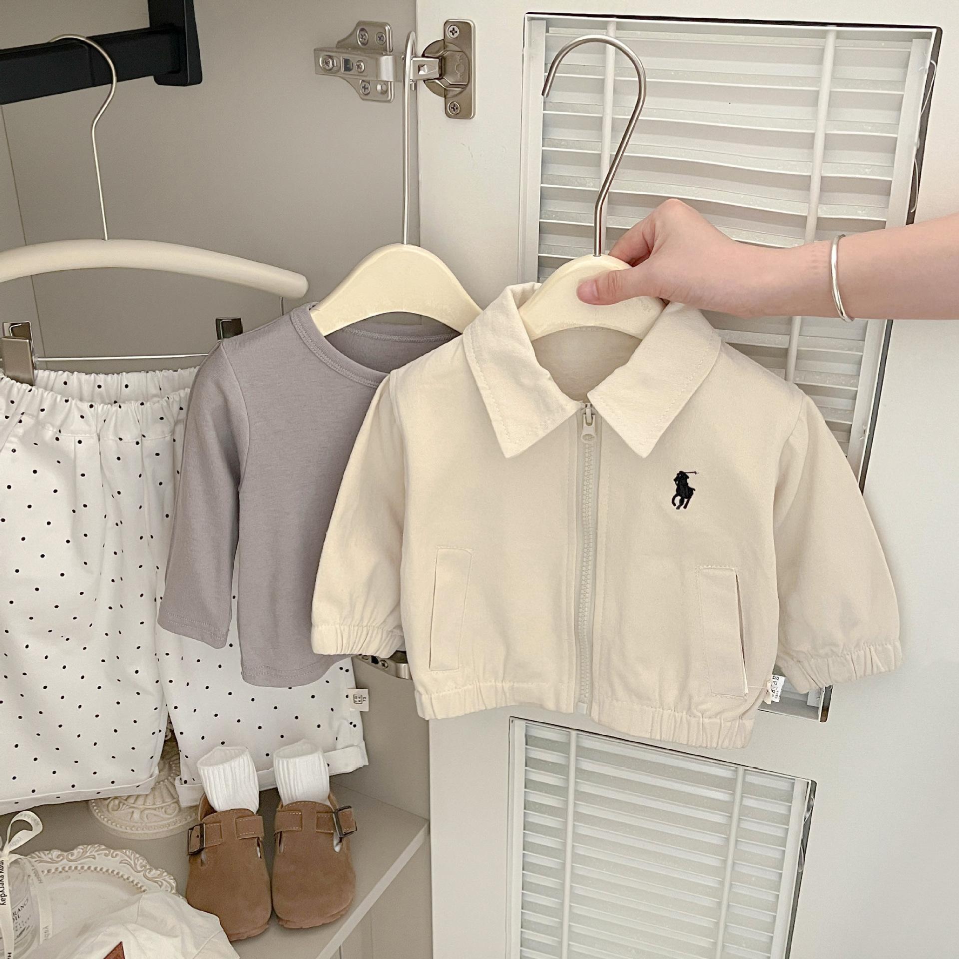 Children's Jacket 2026 Spring and Autumn Boys and Girls Turn-Down Collar Jacket Baby Toddler Autumn Zipper Shirt Versatile Trendy Top