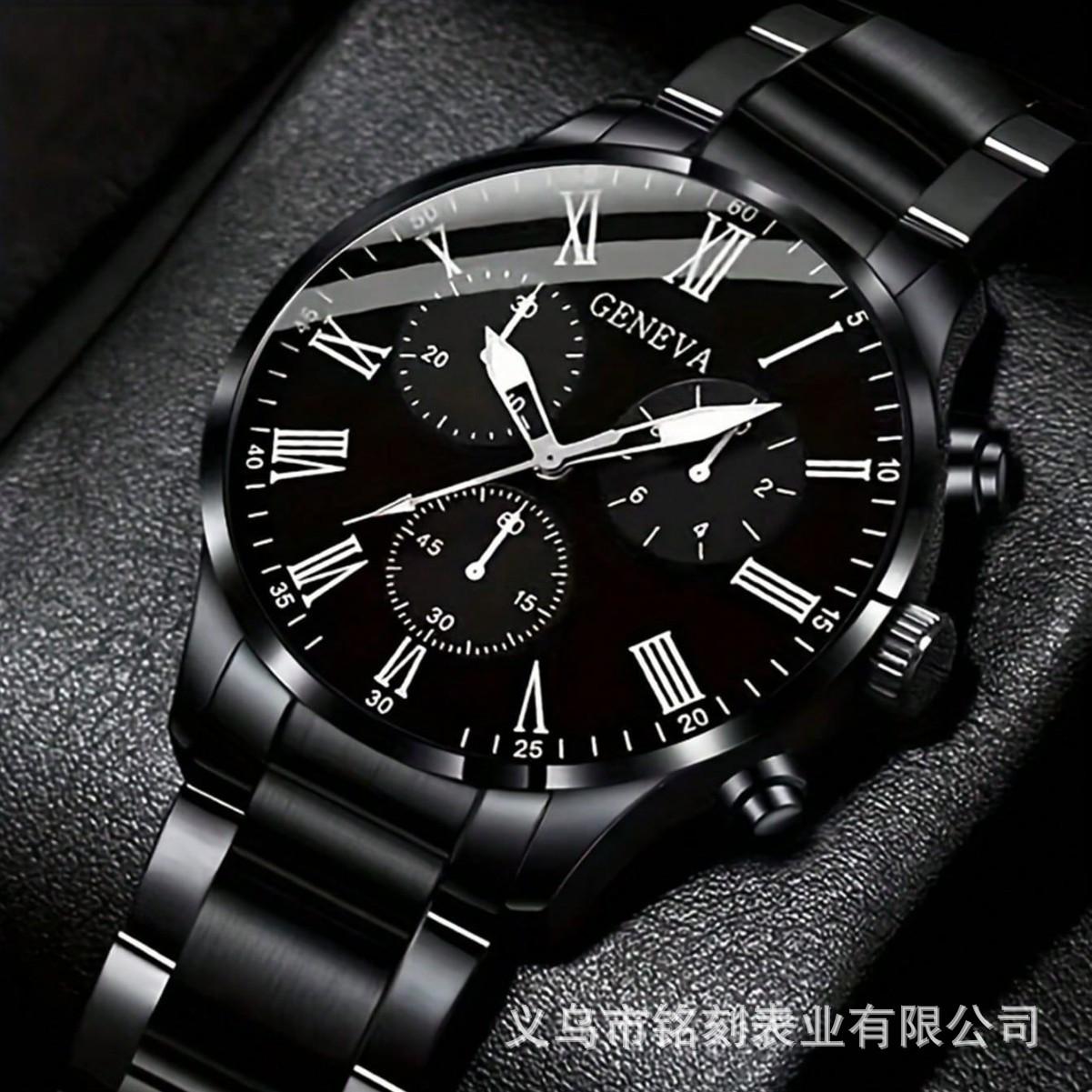 2026 Fashion Men's Steel Band Watch Geneva Three-Eye Business Quartz Watch Trendy Hot-Selling Wholesale Watch